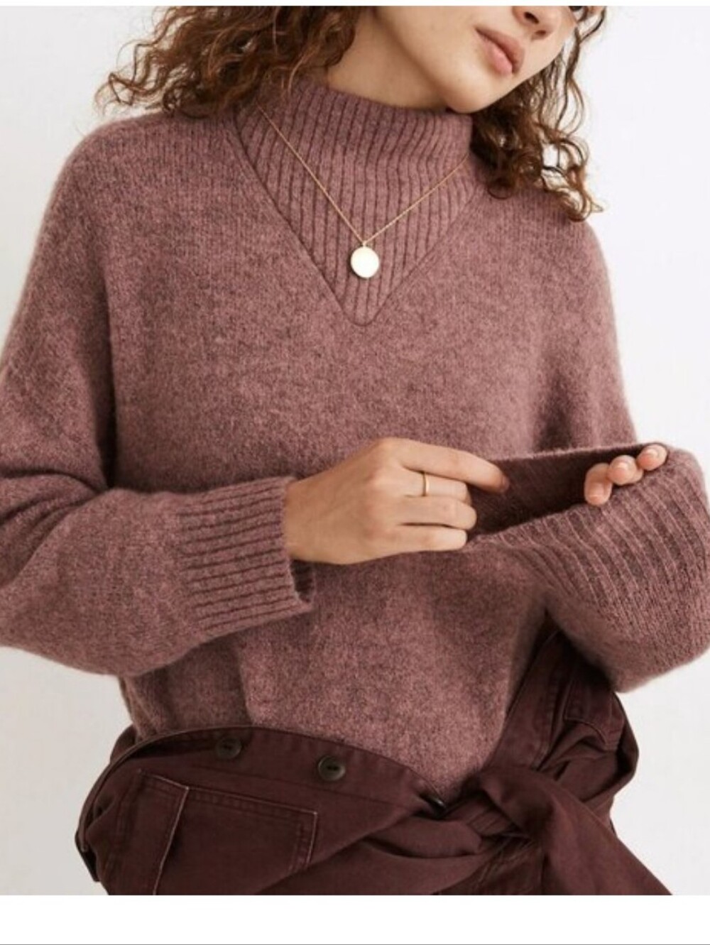 Madewell Dillon Mockneck Pullover Sweater 2X Mauve Pink Wool Alpaca